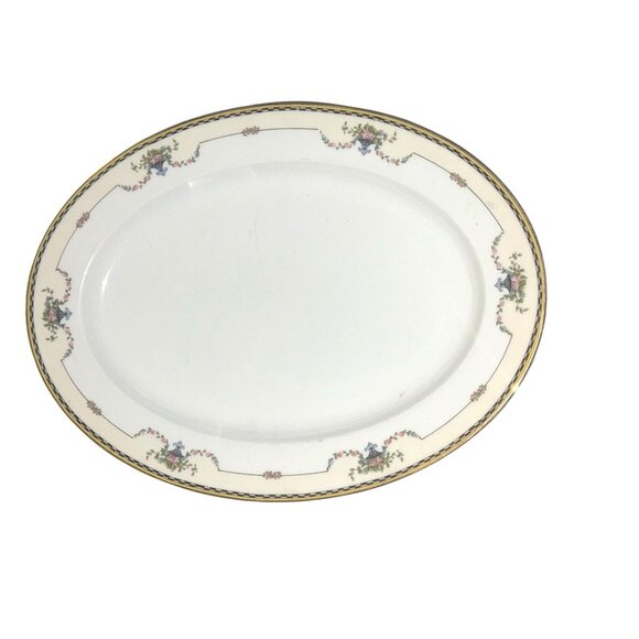 Vintage Noritake Rosemary Floral Porcelain Serving Platter Gold Trim 13.5" - Picture 1 of 7